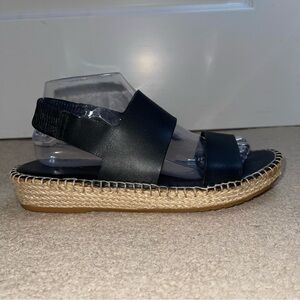 Cole Haan Pinch Grand OS Black Leather Espadrille Slingback Sandals Size 8B